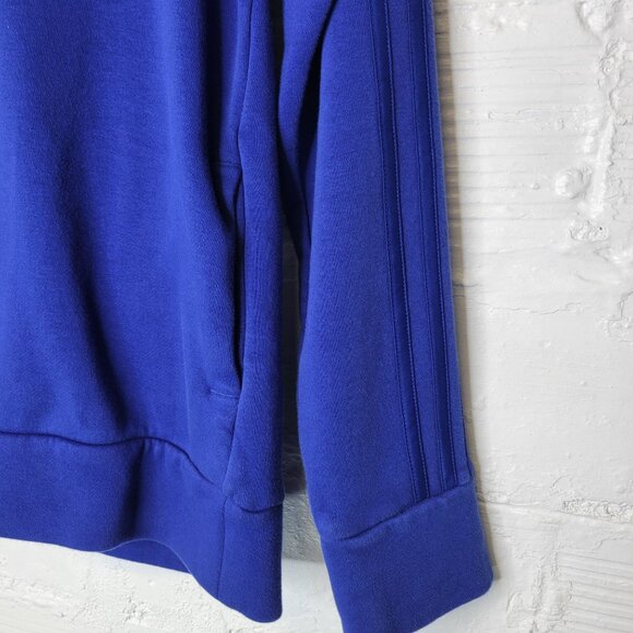 Adidas Women's Medium Pullover Hoodie Sweatshirt Side Pockets Blue - Picture 3 of 4
